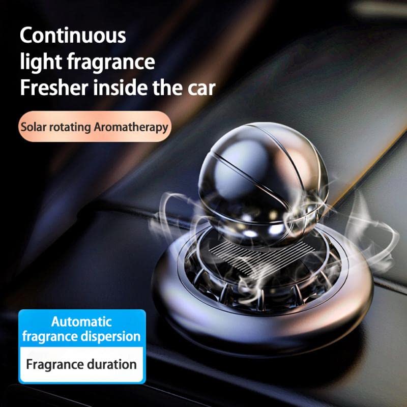 Basketball Shaped Car Air Freshener, Solar Powered Rotating Alloy Diffuser.