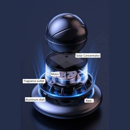 Basketball Shaped Car Air Freshener, Solar Powered Rotating Alloy Diffuser.