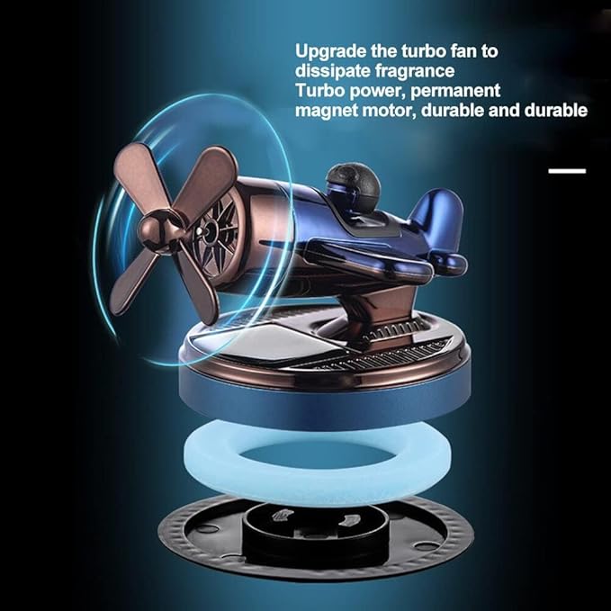 Rotating Solar Aeroplane Perfume dashboard air freshner, Dashboard Aeromatic Charm, Grey Base