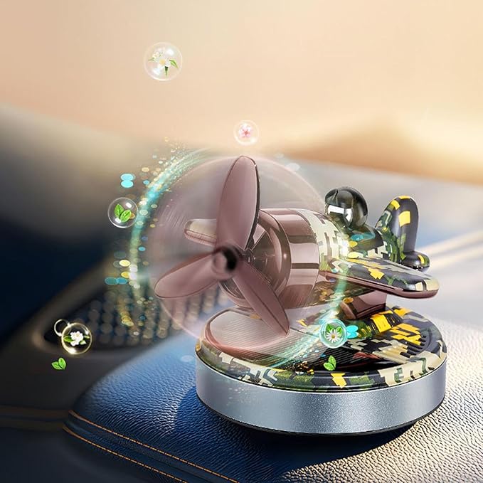 Rotating Solar Aeroplane Perfume dashboard air freshner, Dashboard Aeromatic Charm, Grey Base