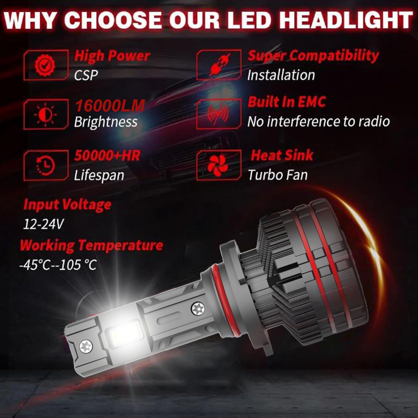 300W High-Power Car LED Headlight Bulbs