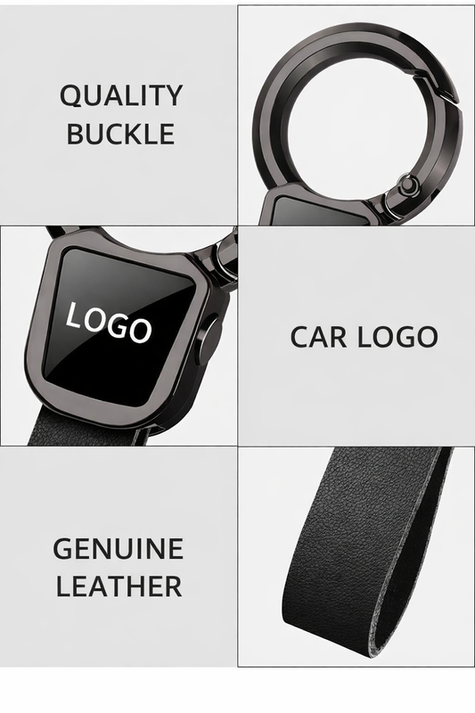 Premium Metal Car Keychain with Leather Strap