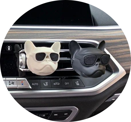 Bulldog Face Car AC vent Perfume with Sunglasses Design, Vent Clip Unique Air Freshner