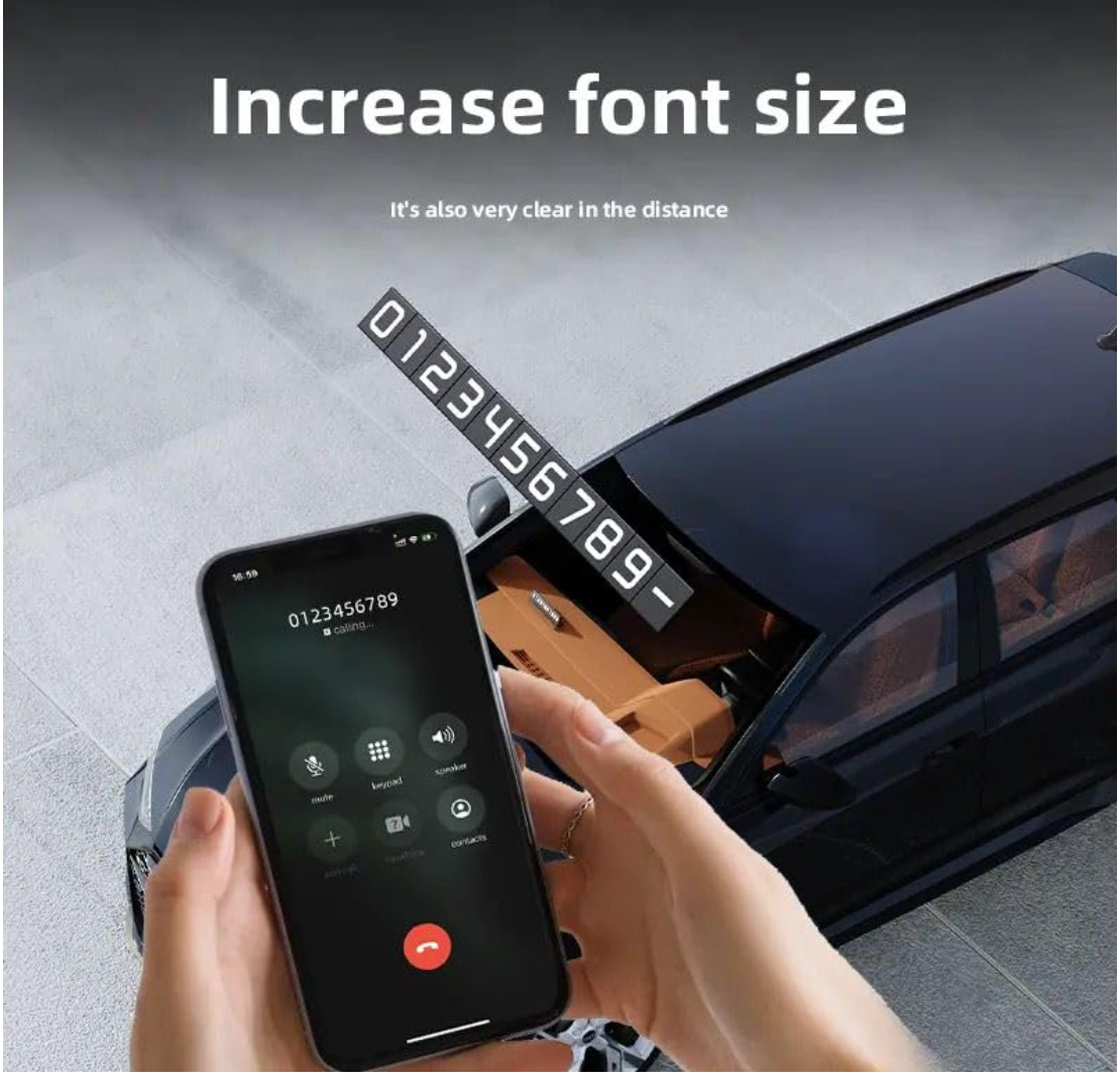 Magnetic Temporary Parking Phone Number Display