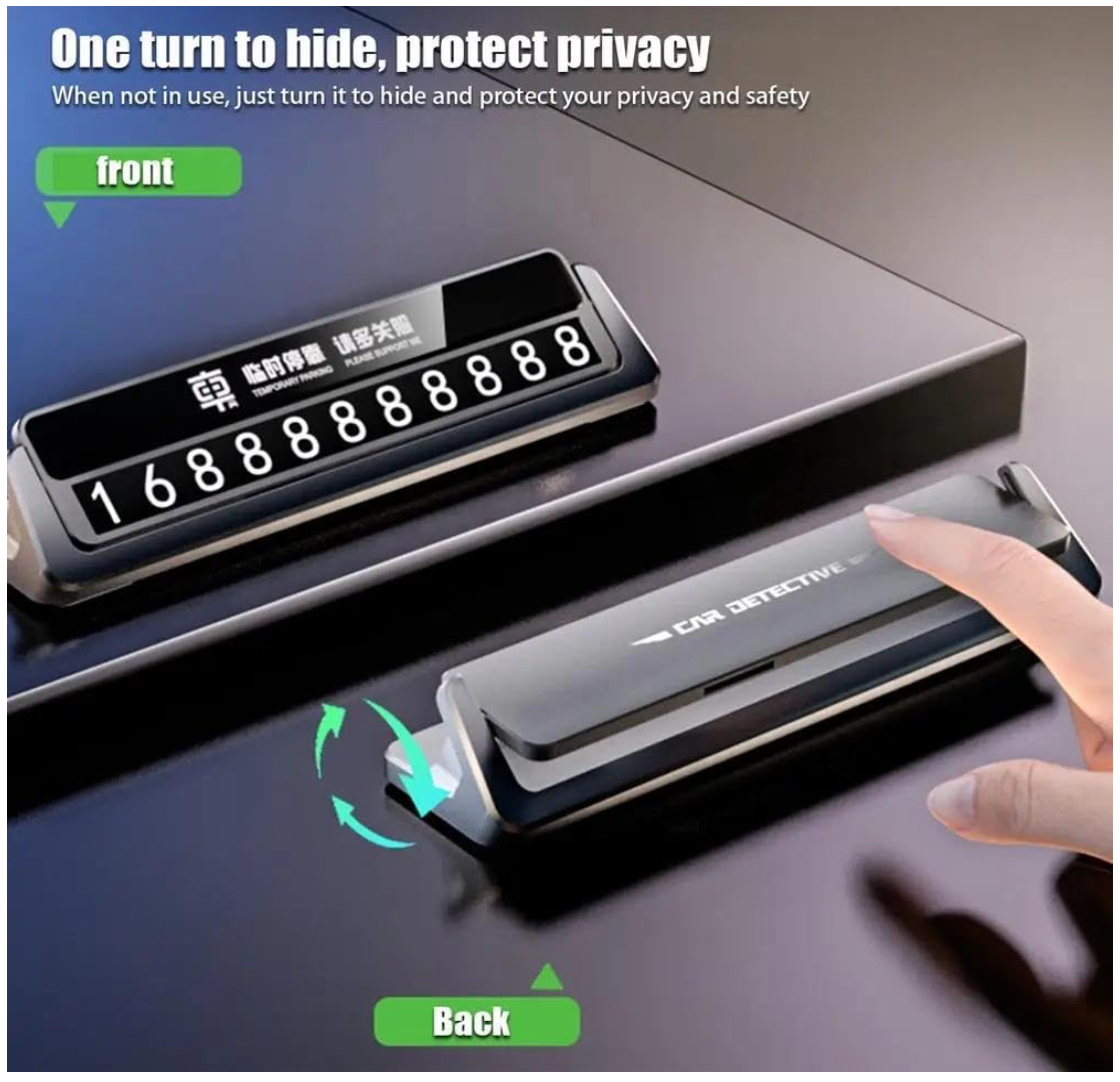 Car Dashboard Phone Number Display - Emergency Contact Display for Car Dashboard, Mobile Number Display for Parking