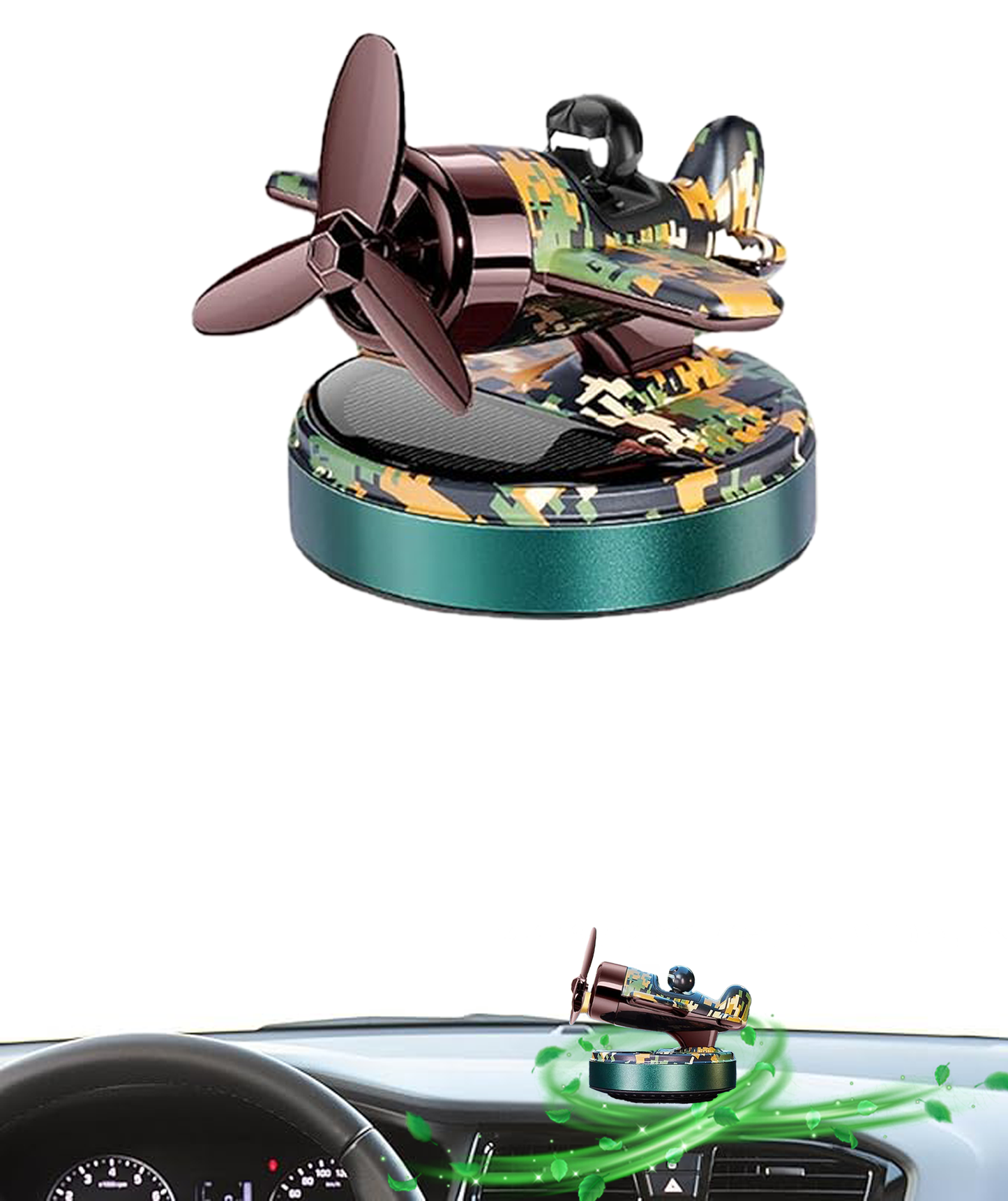 Rotating Solar Aeroplane Perfume dashboard air freshner, Dashboard Aeromatic Charm, Grey Base