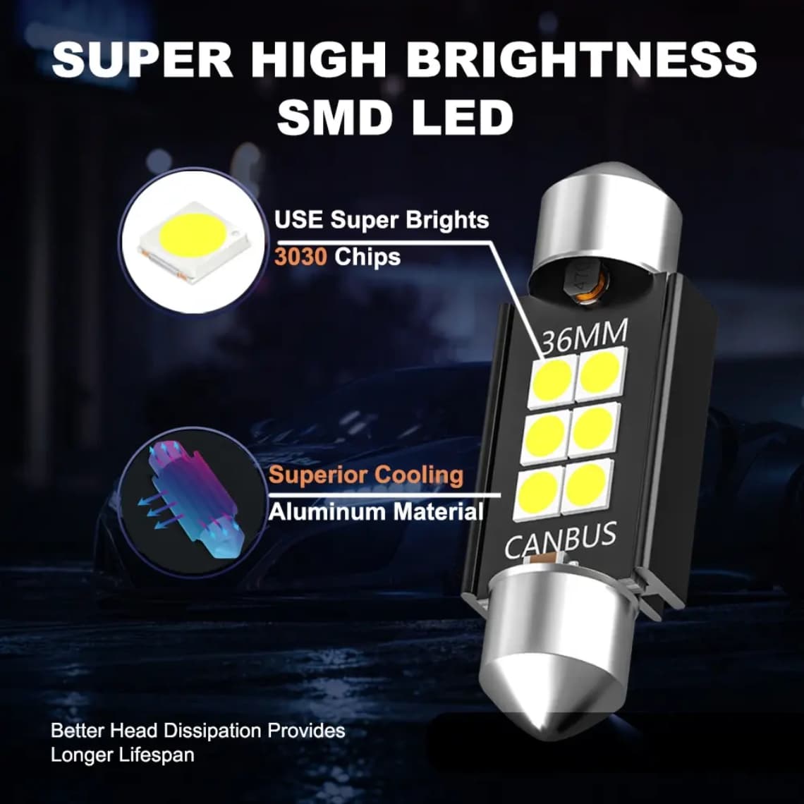 LED Car Roof Light Bulb SMD Latest 2025 (1 YEAR WARRANTY)