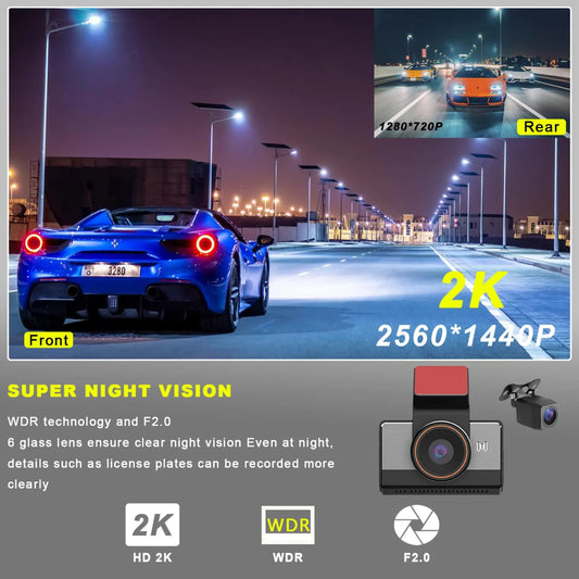 KYNE 4G Car DVR Recorder — HD 2K Front + HD Rear