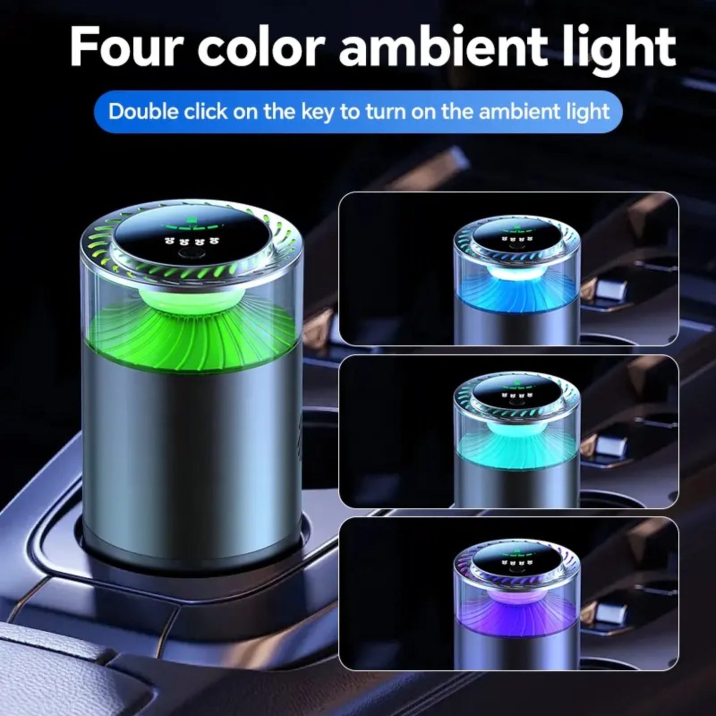 KYNE Smart Car Air Diffuser – AI Intelligent Fragrance Diffuser | 4-Color Ambient Light | Alcohol-Free Plant Extract | Auto Start-Stop