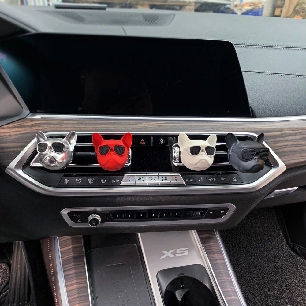 Bulldog Face Car AC vent Perfume with Sunglasses Design, Vent Clip Unique Air Freshner