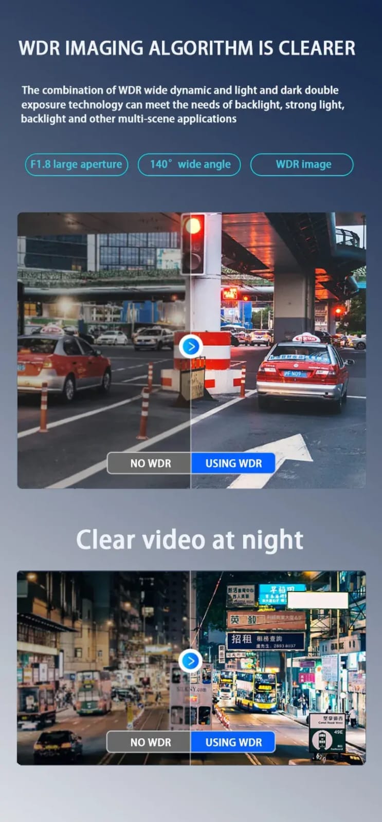 Dash Cam 2K Front and Rear 1080P, Built-in WiFi GPS for Cars Smart app Control (1 YEAR WARRANTY)