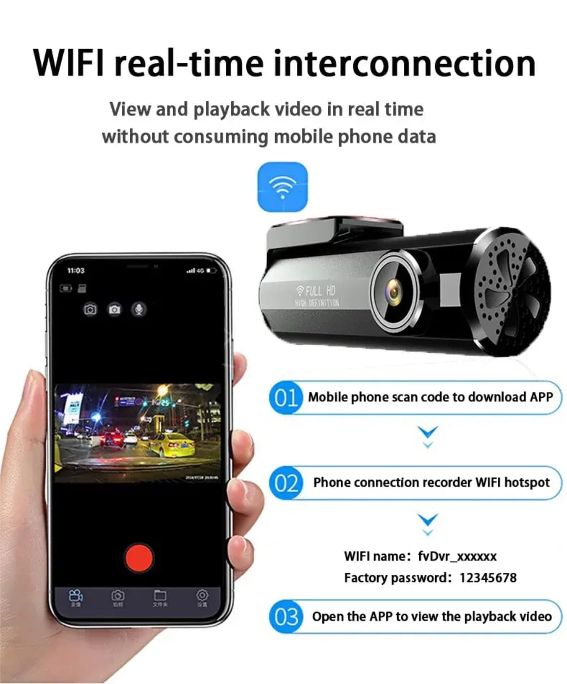 Dash Cam 2K Front and Rear 1080P, Built-in WiFi GPS for Cars Smart app Control (1 YEAR WARRANTY)