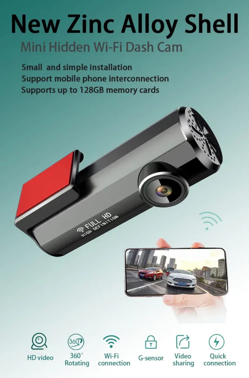 Dash Cam 2K Front and Rear 1080P, Built-in WiFi GPS for Cars Smart app Control (1 YEAR WARRANTY)