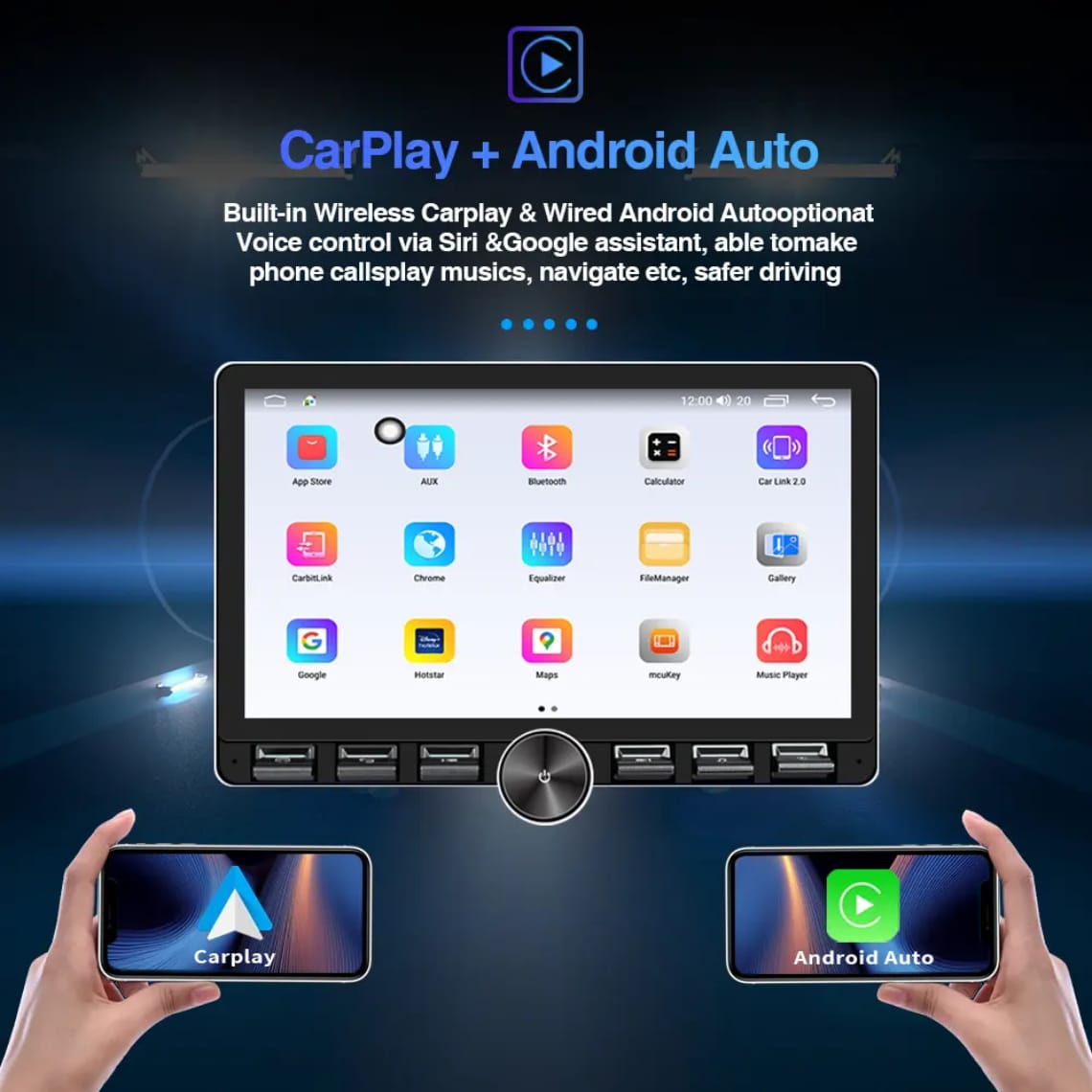 KYNE Diamond 2K Single Knob – Wireless CarPlay & Android Auto | 4G | Smart Control | 360° Camera Compatible