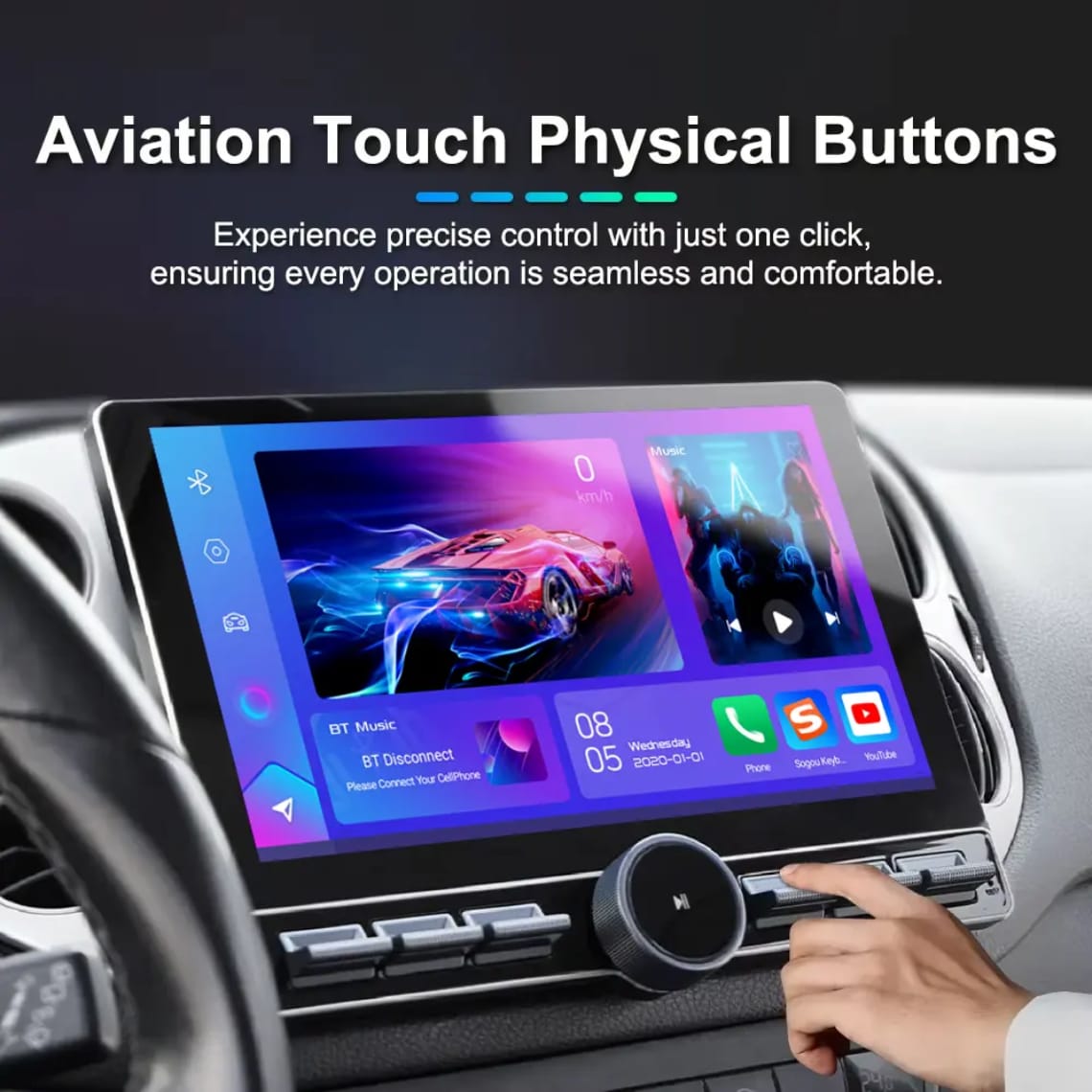 KYNE Diamond 2K Single Knob – Wireless CarPlay & Android Auto | 4G | Smart Control | 360° Camera Compatible
