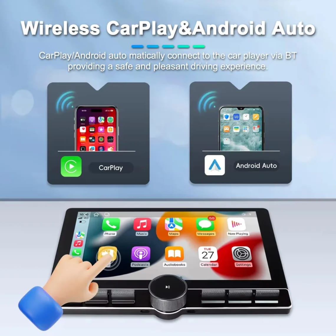 KYNE Diamond 2K Single Knob – Wireless CarPlay & Android Auto | 4G | Smart Control | 360° Camera Compatible