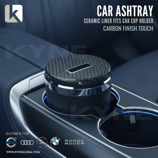 Ceramic Car Ashtray Carbon and Wooden Finish Touch (BMW,AUDI,MERCEDES,VOLVO,RANGE ROVER)