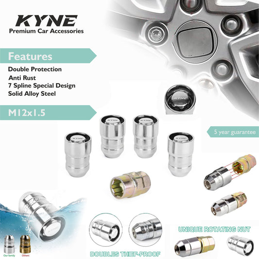 Anti Theft Nut Lock with Double thief Protection For Cars, Thread size ,Specially engineered locking mechanism