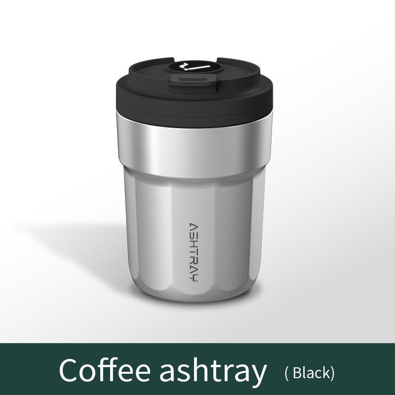 Car Cigarette Ashtray with Metal Lining,ABS Shell, 7-Color LED Light, Push-Style Splash-Proof Coffee Cup Style Car Ashtray