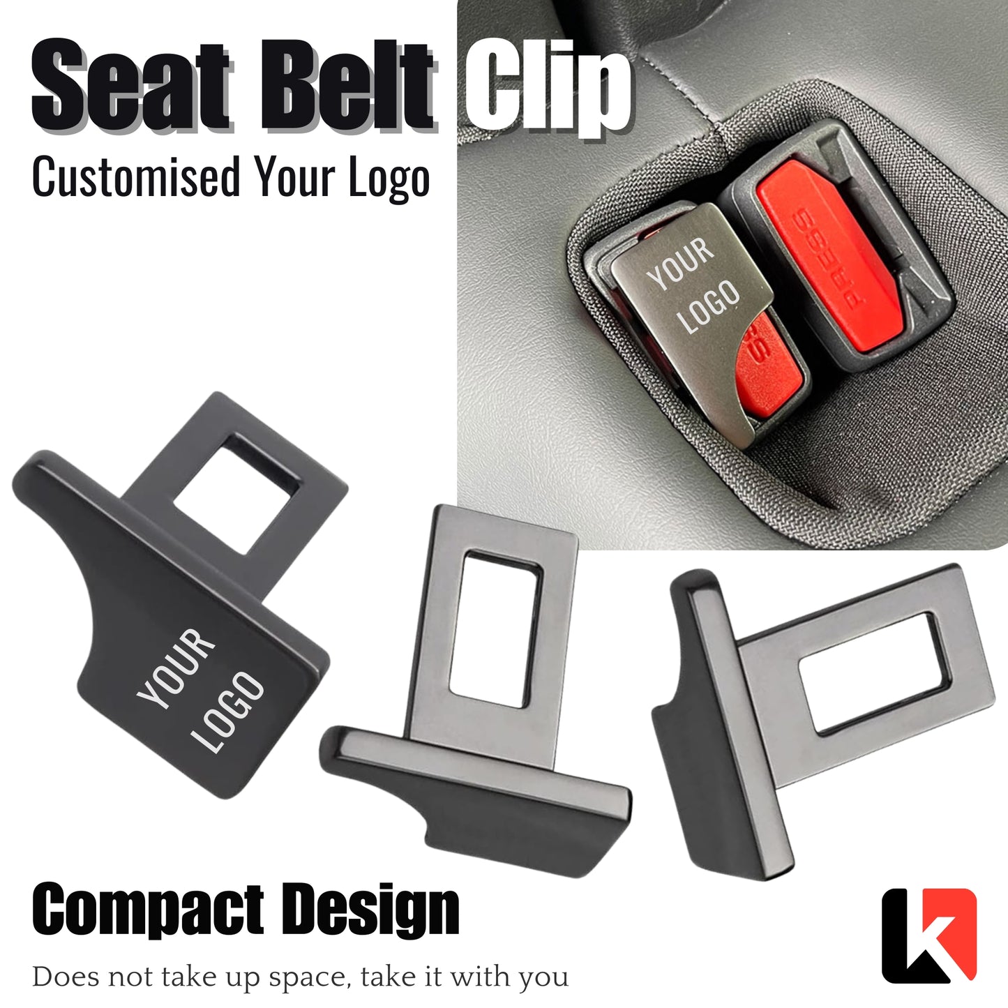 Premium Car Seat Belt Extender Clip - Universal Fit Metal Buckle with Custom Logo