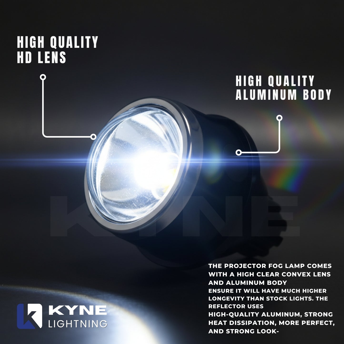 Premium Car Fog Lamp Projectors - 200M Range, Universal Fit (Blue Lens pair)
