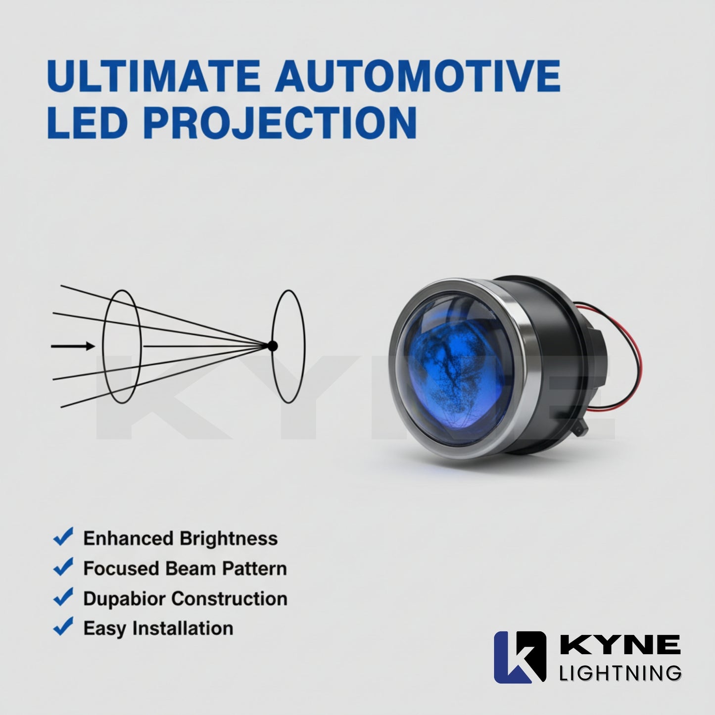 Premium Car Fog Lamp Projectors - 200M Range, Universal Fit (Blue Lens pair)