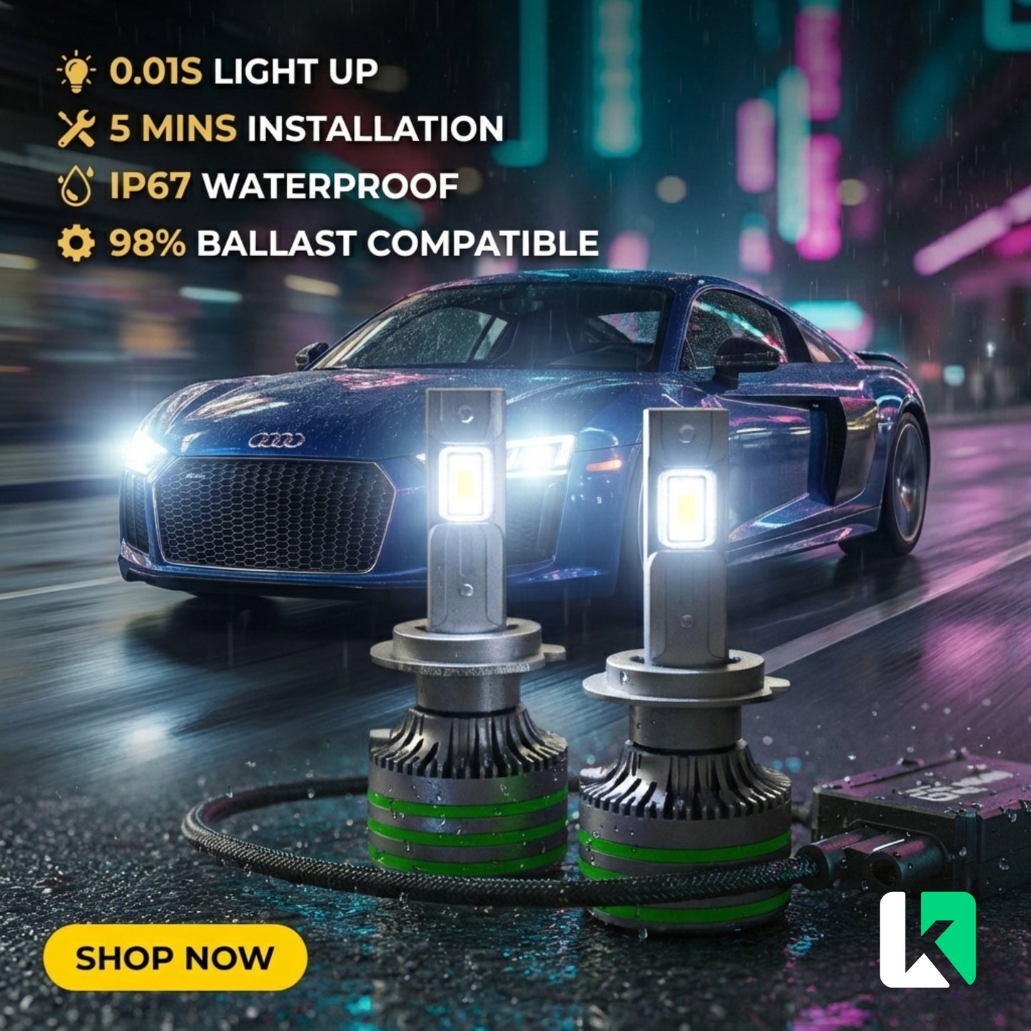200W LED Headlight Bulbs - High Power Premium with 3-Year Warranty