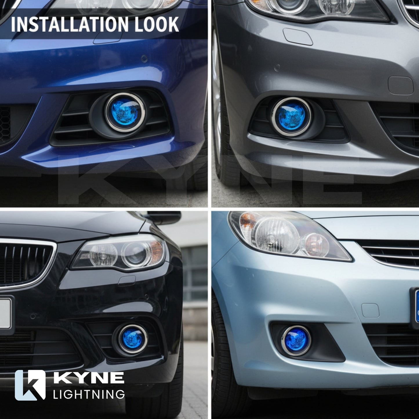 Premium Car Fog Lamp Projectors - 200M Range, Universal Fit (Blue Lens pair)