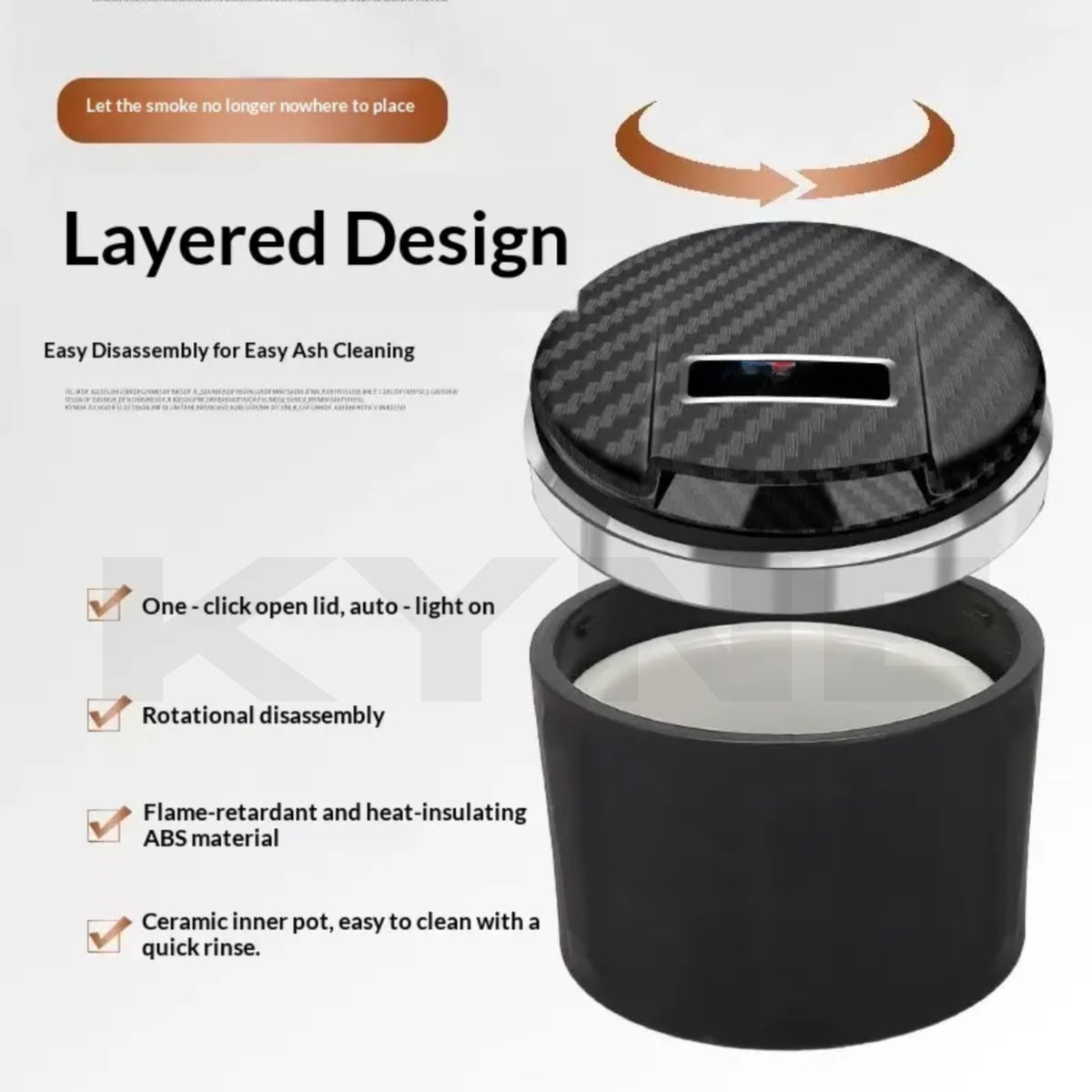 Ceramic Car Ashtray Carbon and Wooden Finish Touch (BMW,AUDI,MERCEDES,VOLVO,RANGE ROVER)