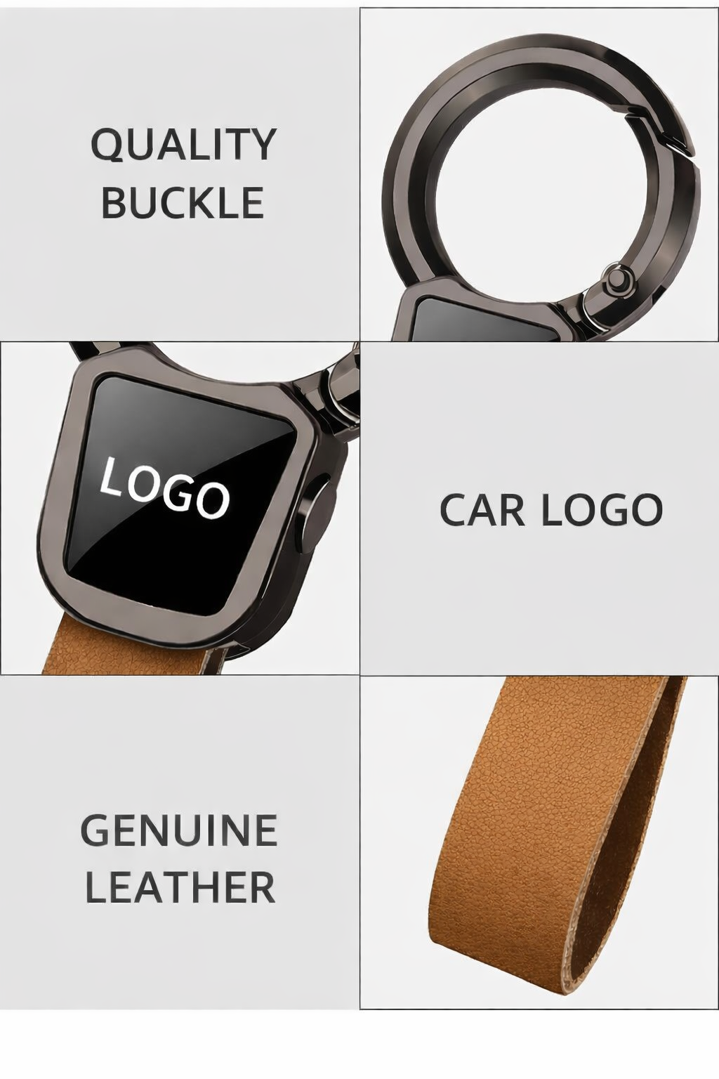 Premium Metal Car Keychain with Leather Strap