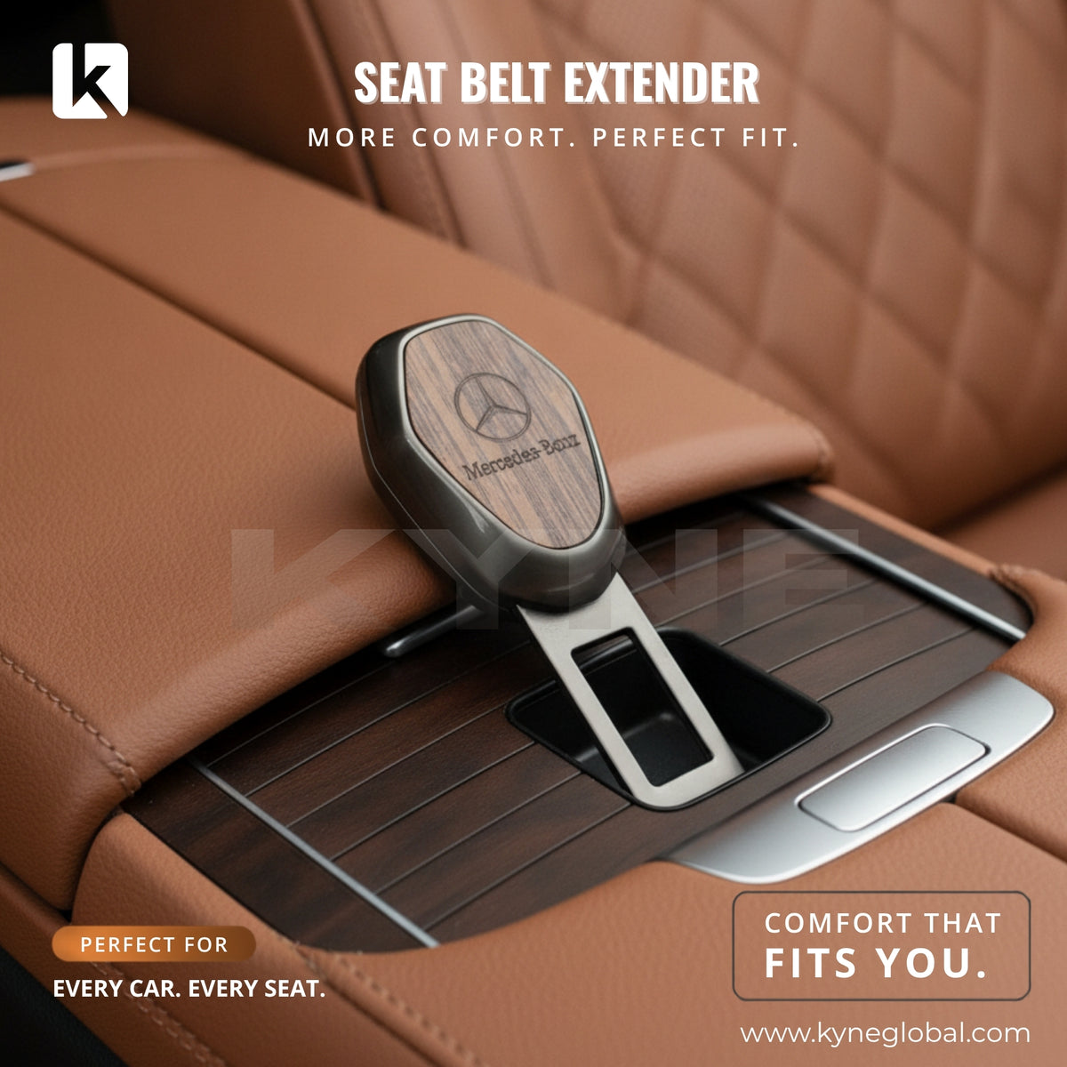 Wooden Car Seat Belt Extender Clip - Universal Fit Metal Buckle with Custom Logo
