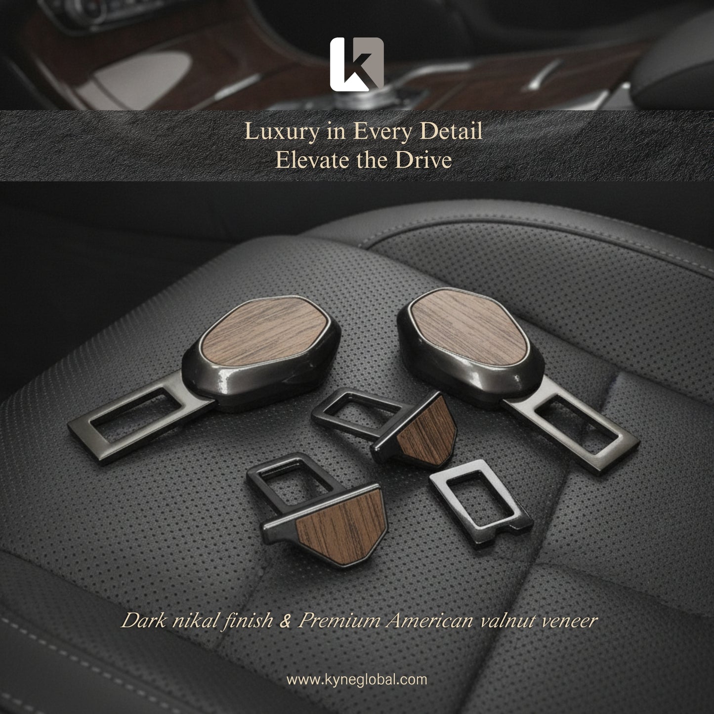 Wooden Car Seat Belt Extender Clip - Universal Fit Metal Buckle with Custom Logo