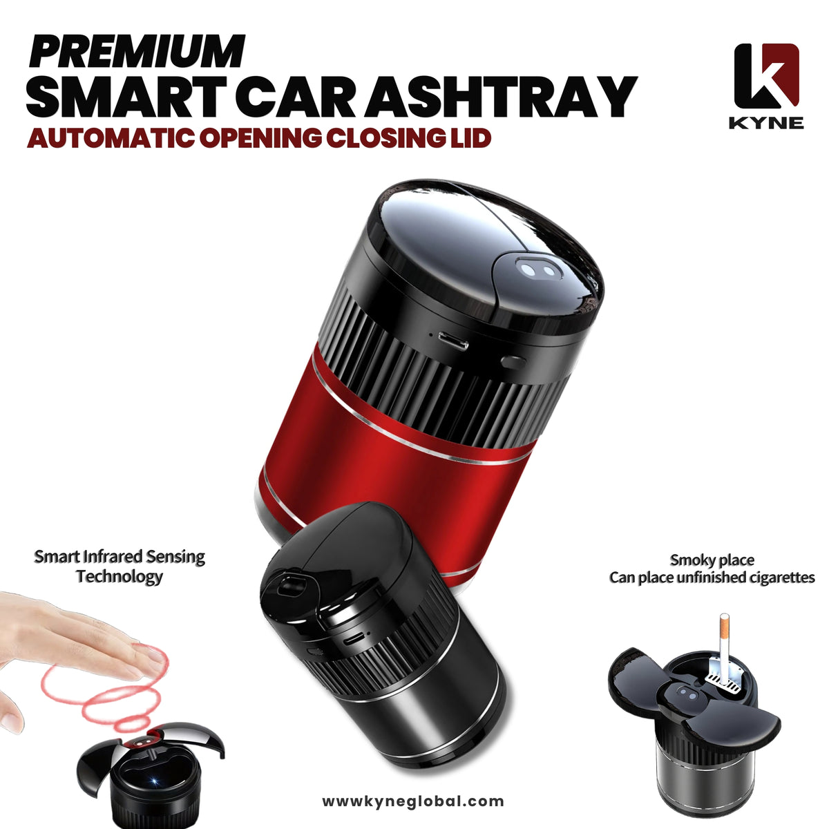 Car Smart Ashtray Automatic Opening Closing Infrared Sensor lid