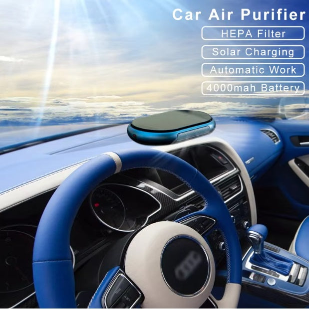 Solar-Powered Compact Car Air Purifier HEPA filtration system