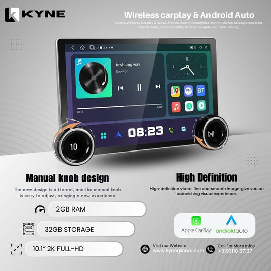 KYNE 10.1" Knob-Control Car Head Unit — Wireless CarPlay &amp; Android Auto | GPS | Wi-Fi
