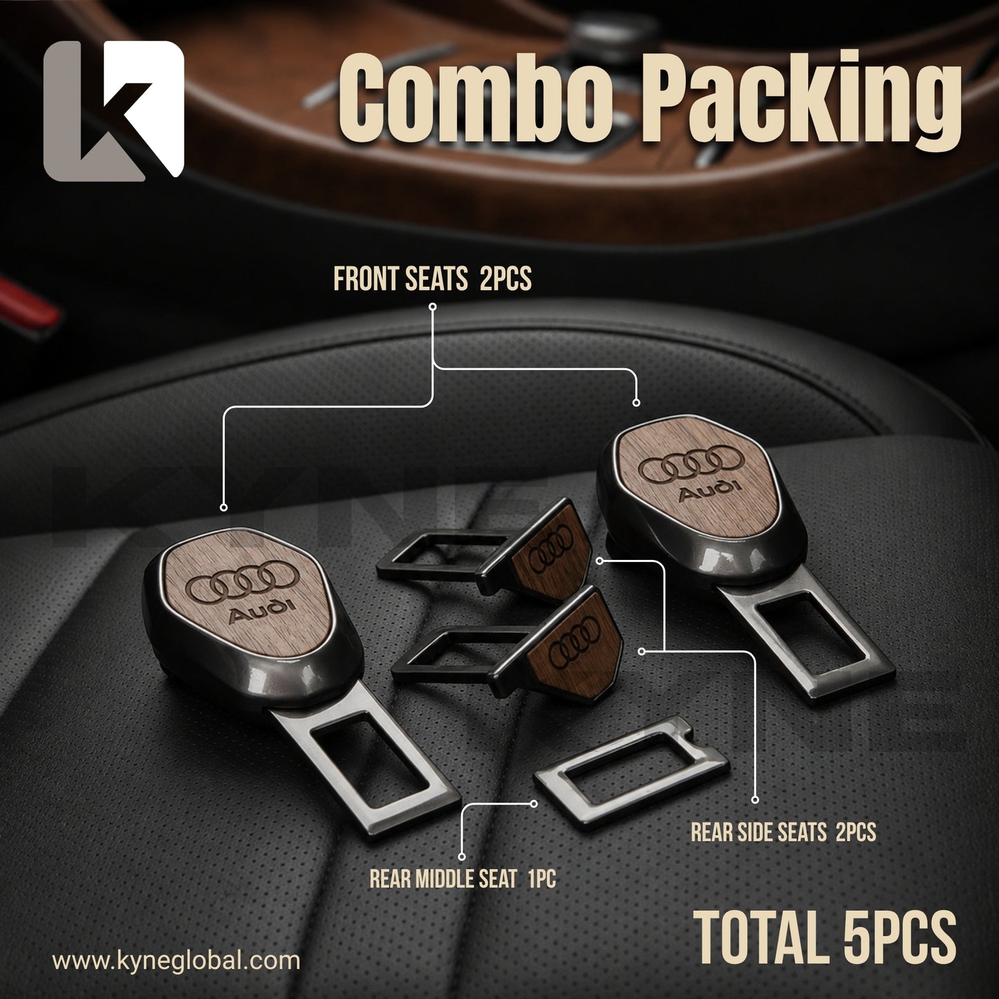 Wooden Car Seat Belt Extender Clip - Universal Fit Metal Buckle with Custom Logo