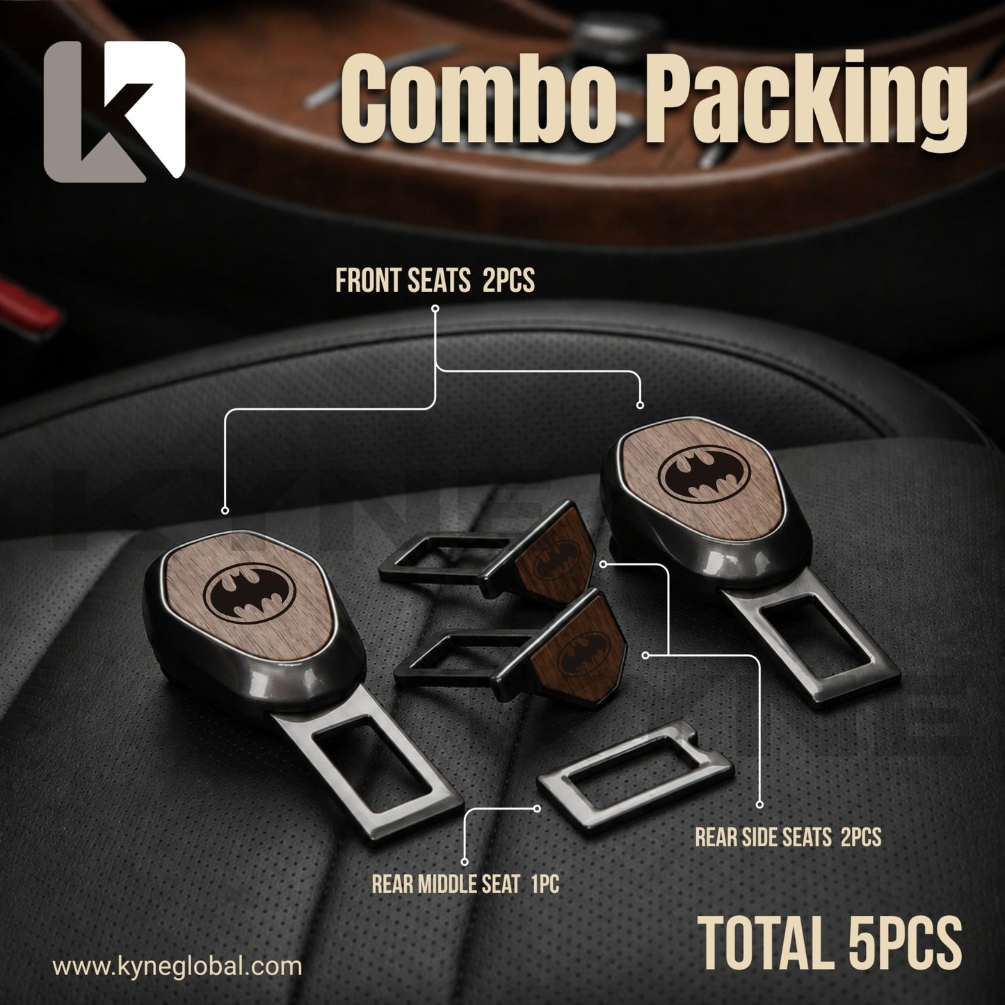 Wooden Car Seat Belt Extender Clip - Universal Fit Metal Buckle with Custom Logo