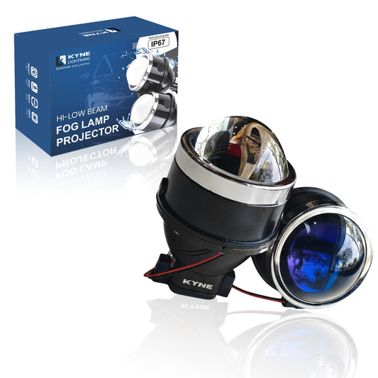Premium Car Fog Lamp Projectors - 200M Range, Universal Fit (Blue Lens pair)