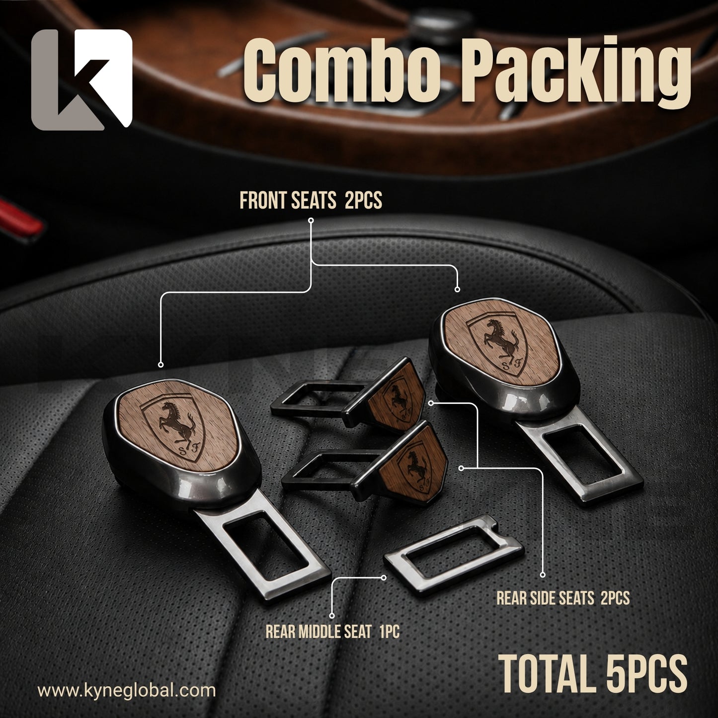 Wooden Car Seat Belt Extender Clip - Universal Fit Metal Buckle with Custom Logo