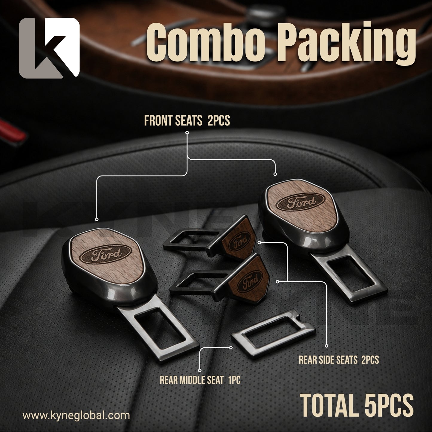 Wooden Car Seat Belt Extender Clip - Universal Fit Metal Buckle with Custom Logo