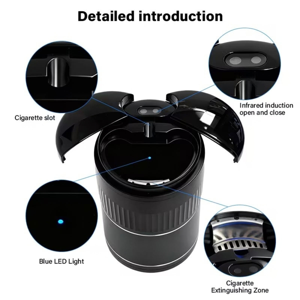 Car Smart Ashtray Automatic Opening Closing Infrared Sensor lid