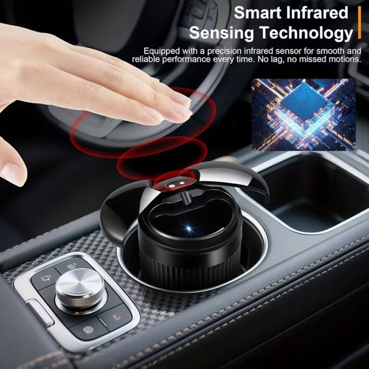Car Smart Ashtray Automatic Opening Closing Infrared Sensor lid