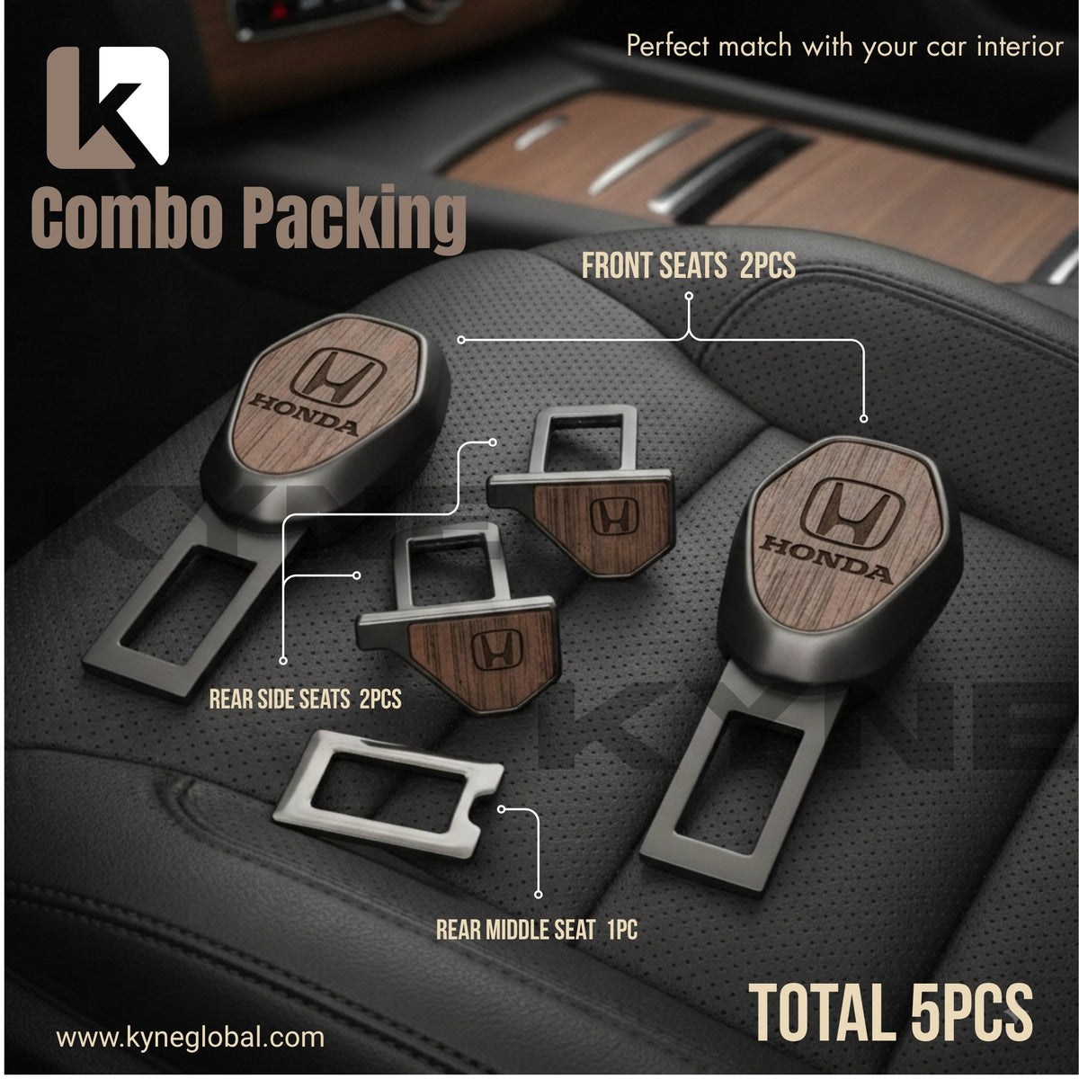 Wooden Car Seat Belt Extender Clip - Universal Fit Metal Buckle with Custom Logo