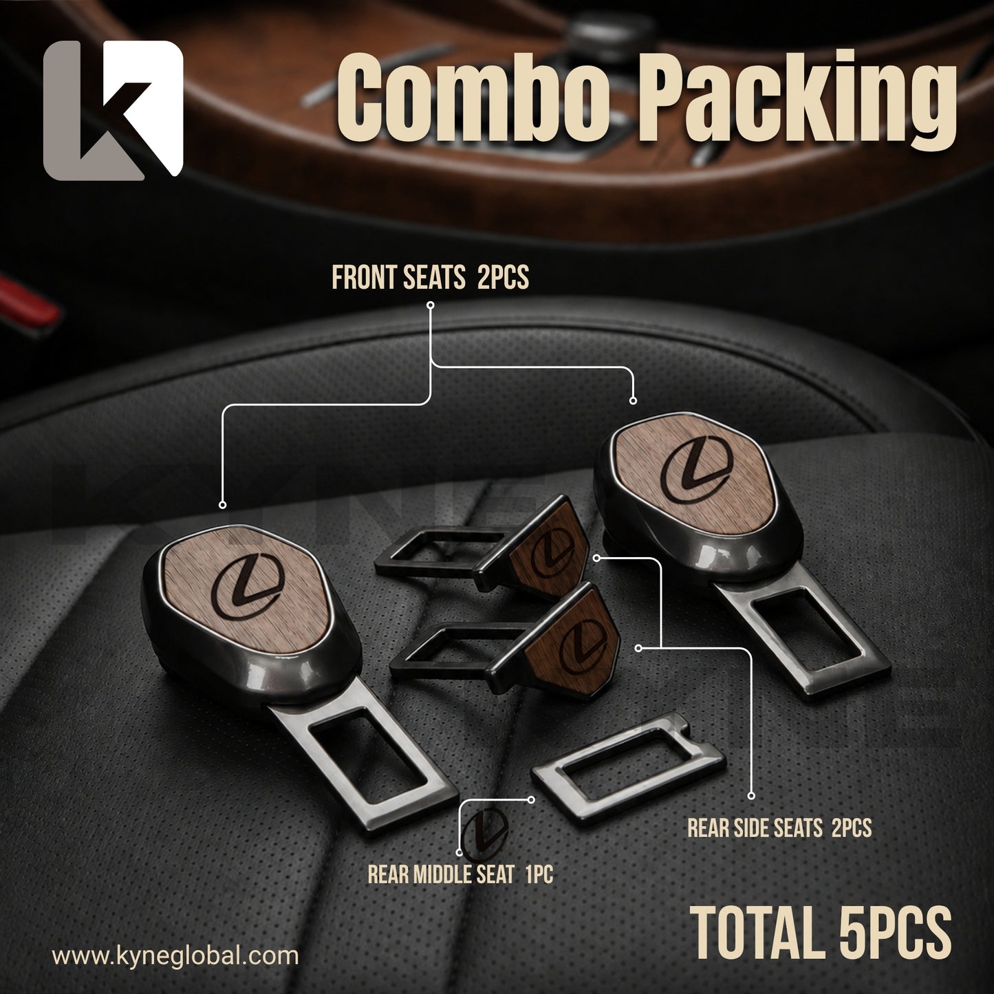 Wooden Car Seat Belt Extender Clip - Universal Fit Metal Buckle with Custom Logo