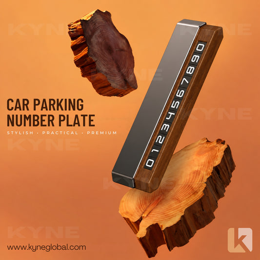Car Parking Number Plate Solid Wood and Grey metal design