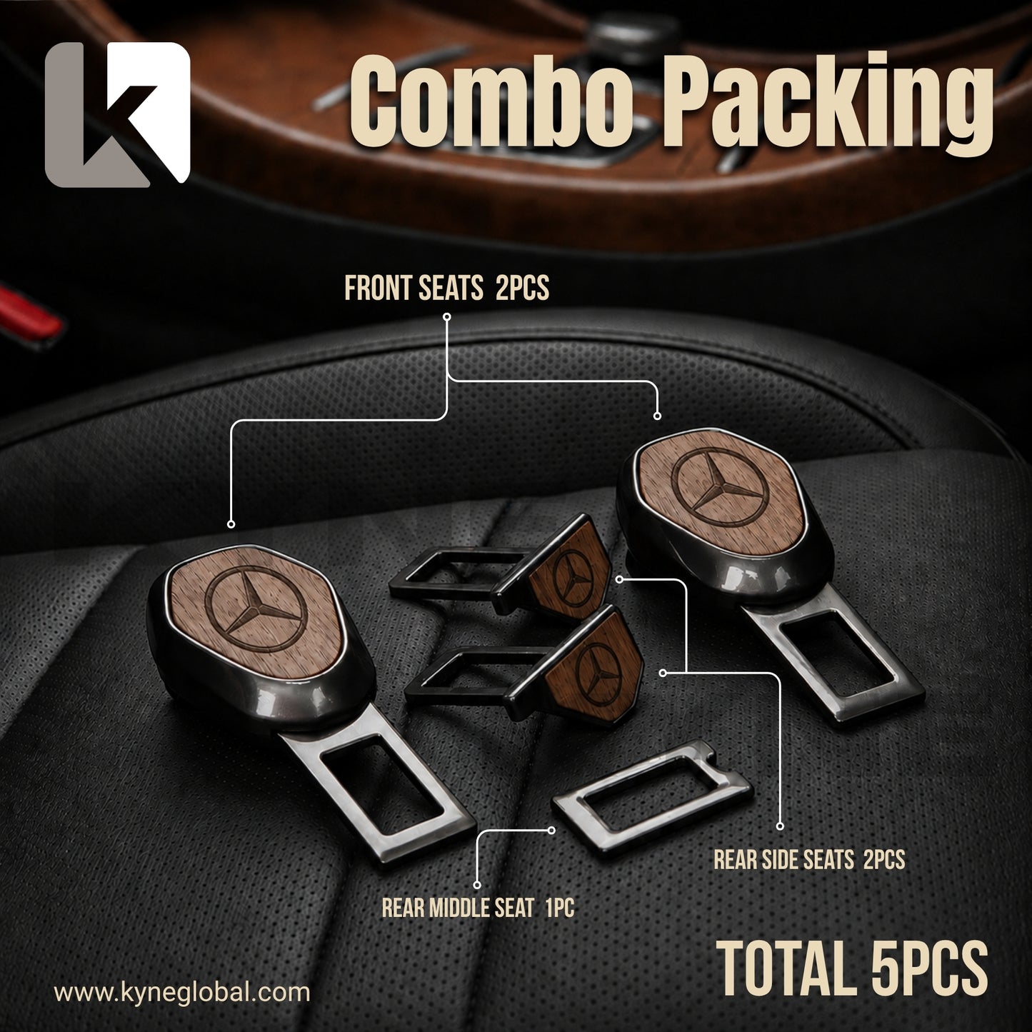 Wooden Car Seat Belt Extender Clip - Universal Fit Metal Buckle with Custom Logo