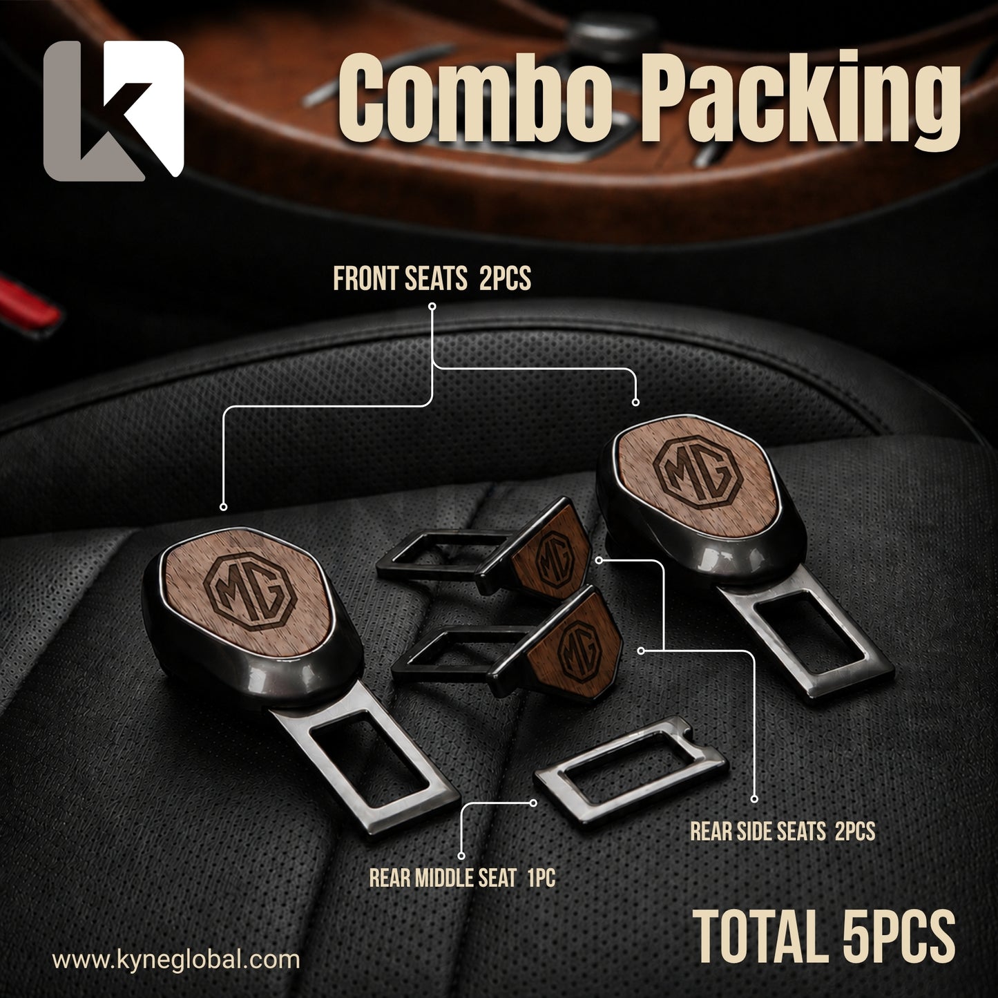 Wooden Car Seat Belt Extender Clip - Universal Fit Metal Buckle with Custom Logo