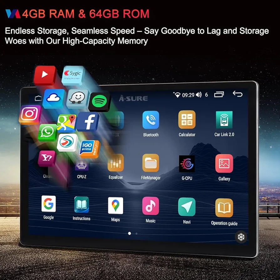 KYNE 2K 13.1" Double Din Android Player (Tablet-Style)