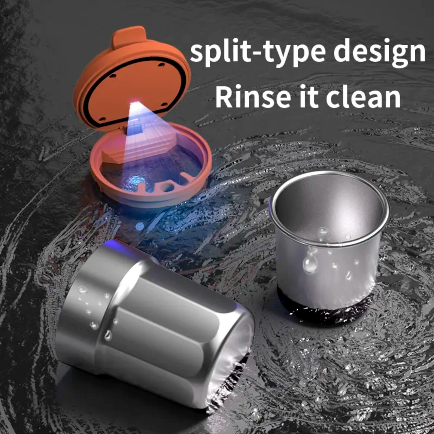 Car Cigarette Ashtray with Metal Lining,ABS Shell, 7-Color LED Light, Push-Style Splash-Proof Coffee Cup Style Car Ashtray