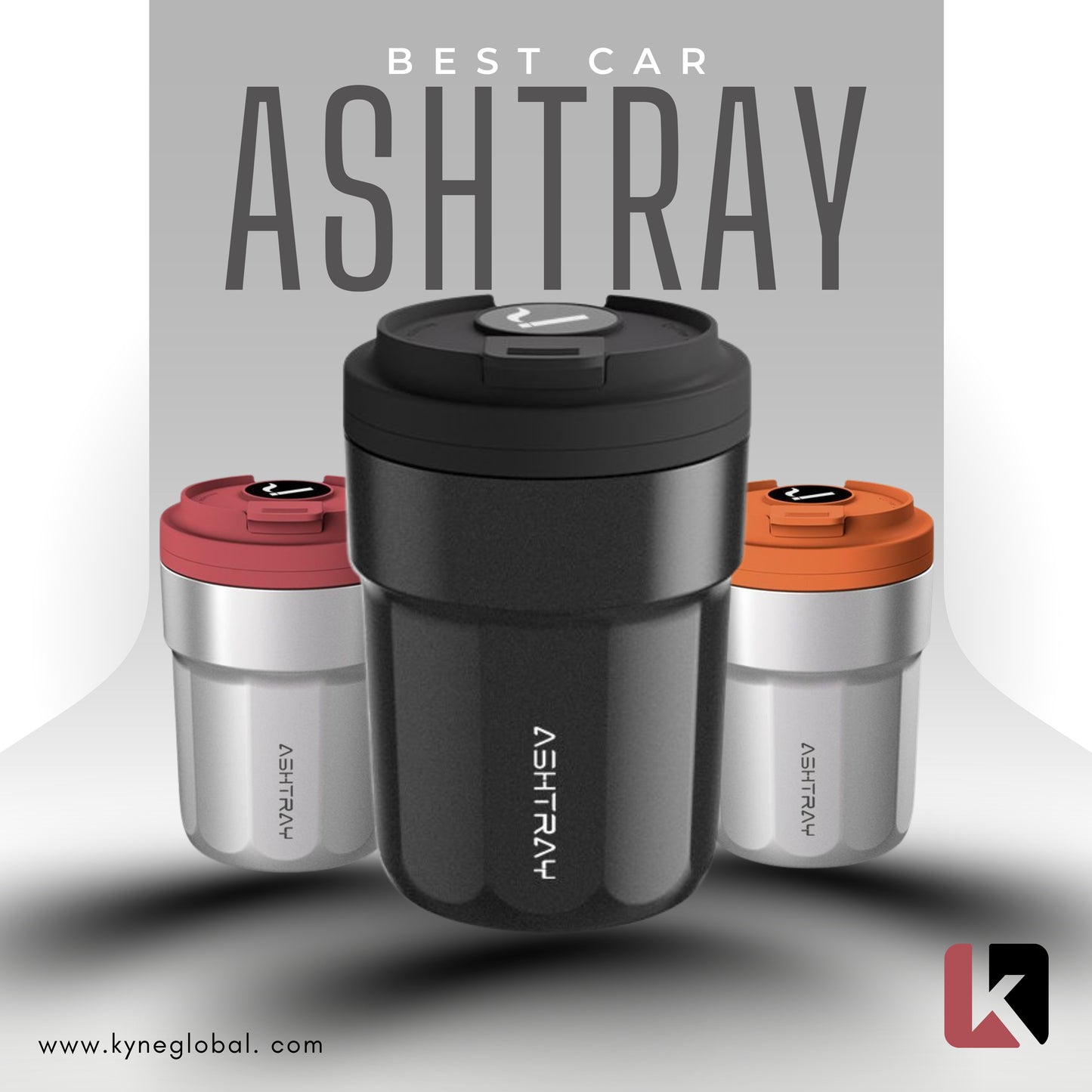 Car Cigarette Ashtray with Metal Lining,ABS Shell, 7-Color LED Light, Push-Style Splash-Proof Coffee Cup Style Car Ashtray